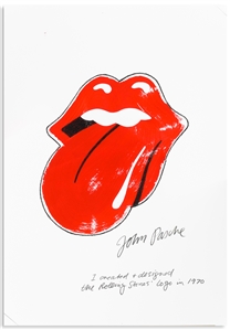 Original Artwork of the Famous Rolling Stones Tongue and Lips Logo, Drawn by Its Creator John Pasche -- Measures 11.5 x 16.5